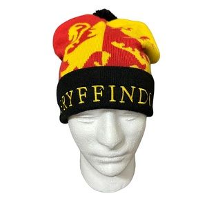 Harry Potter Gryffindor Cuffed Adult Red Yellow Beanie Hat Cap w/POM